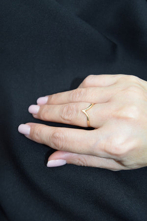 Gold V-Shaped Ring 18K