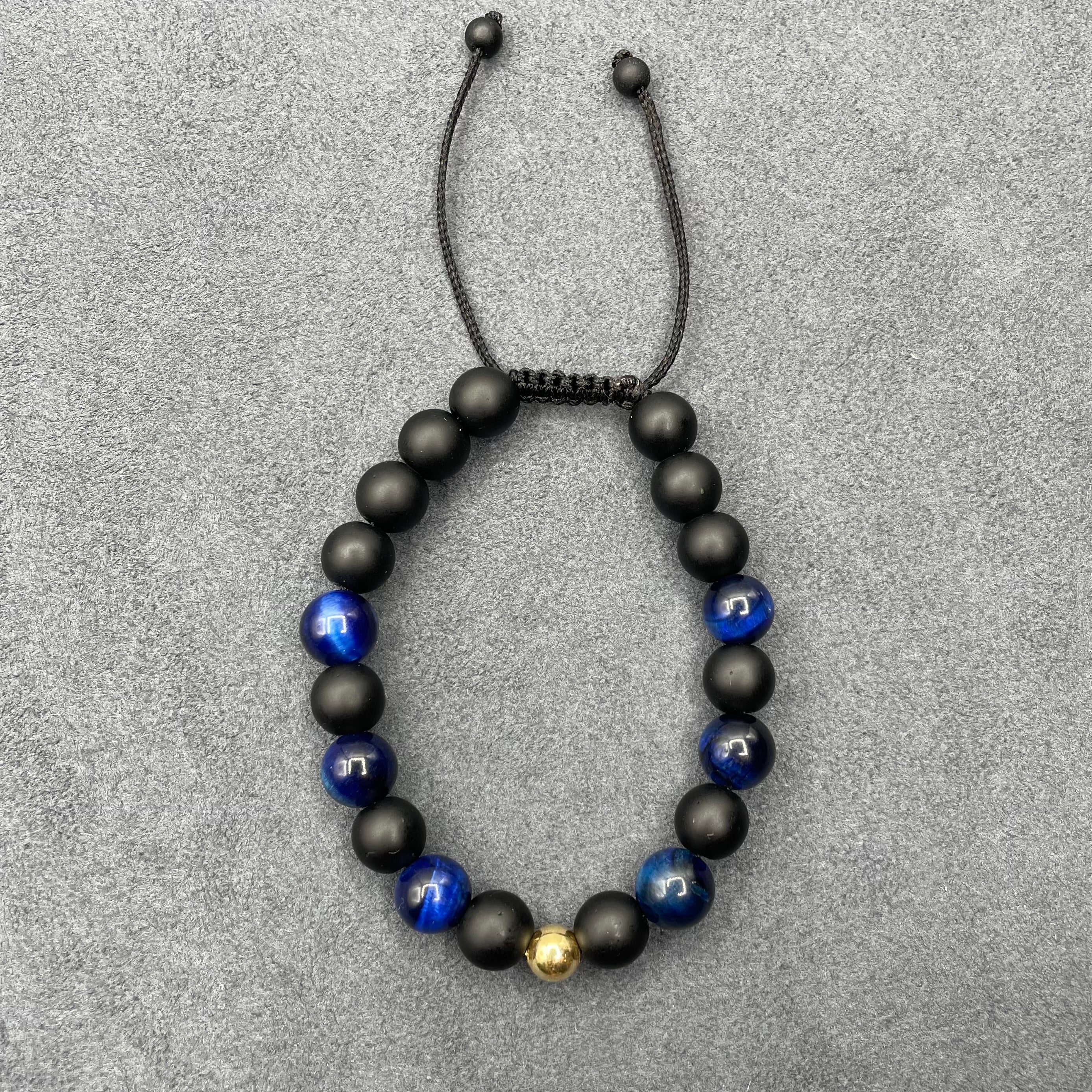 18K Gold Blue Beads Bracelet