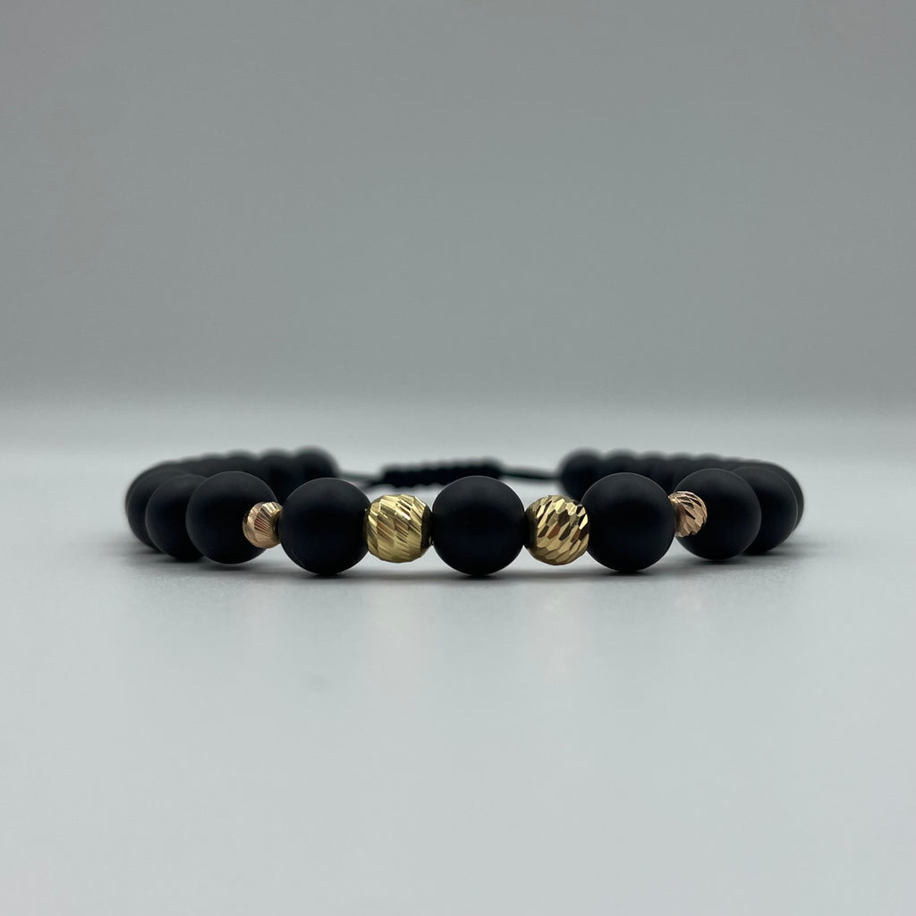 18K Gold Laser-Cut Bracelet with Black Accents