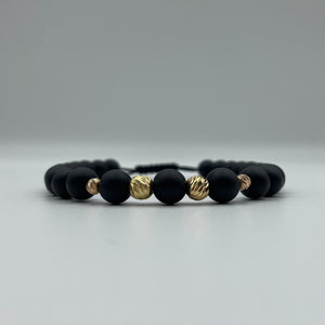 18K Gold Laser-Cut Bracelet with Black Accents