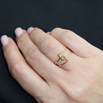 Gold Double Band Frame Ring 18K