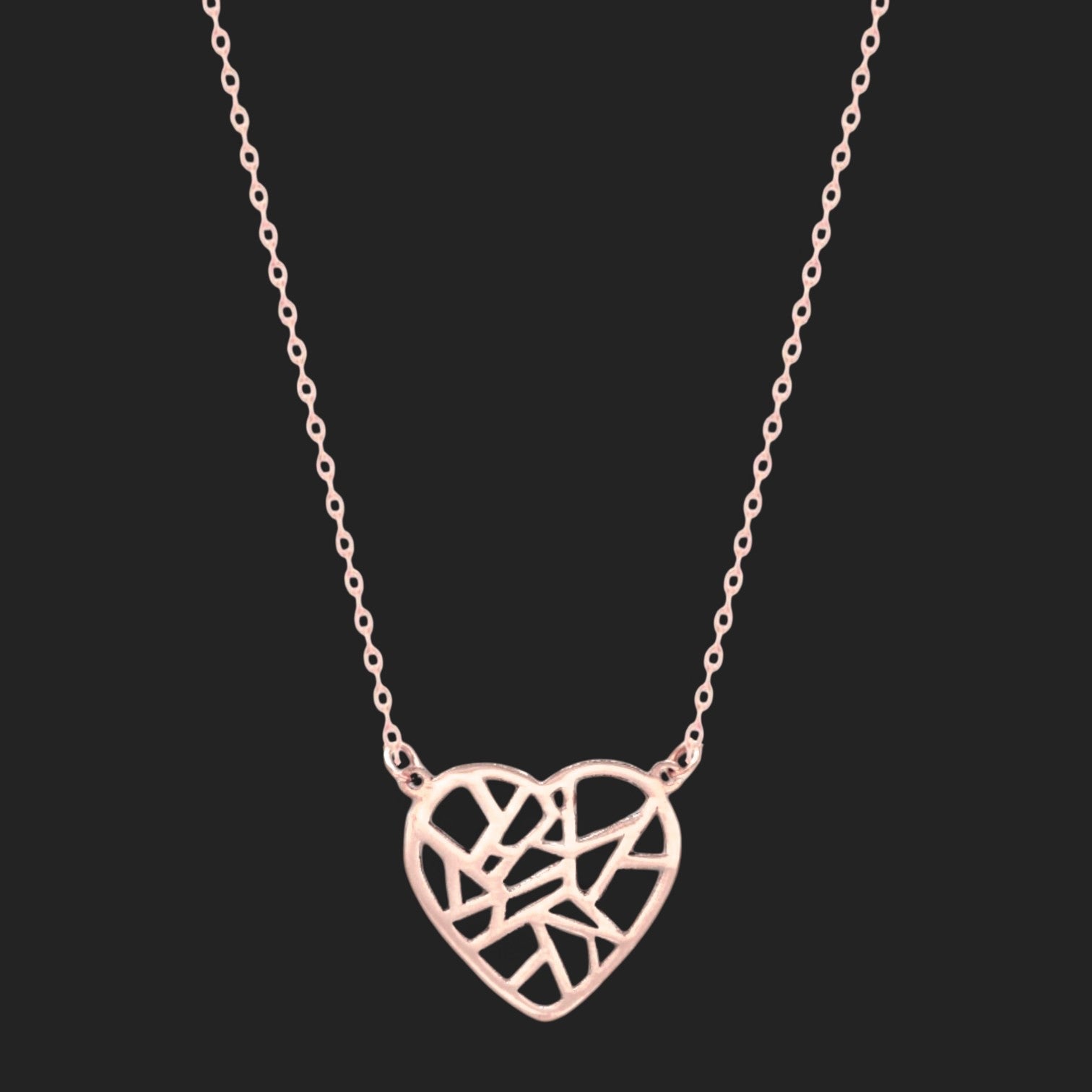 Gold Shattered Heart Necklace 18K