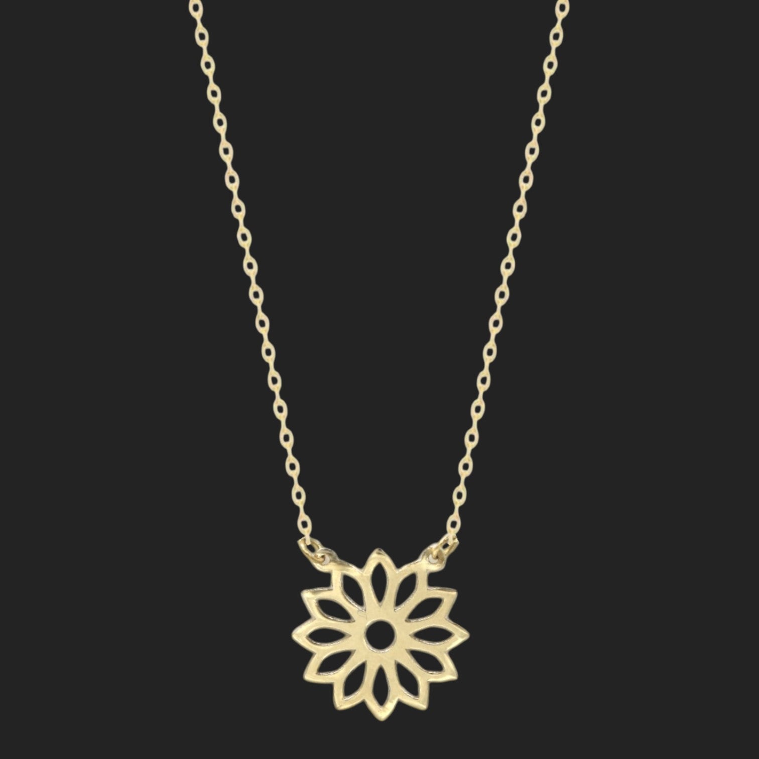 Gold Blooming Lotus Necklace 18K