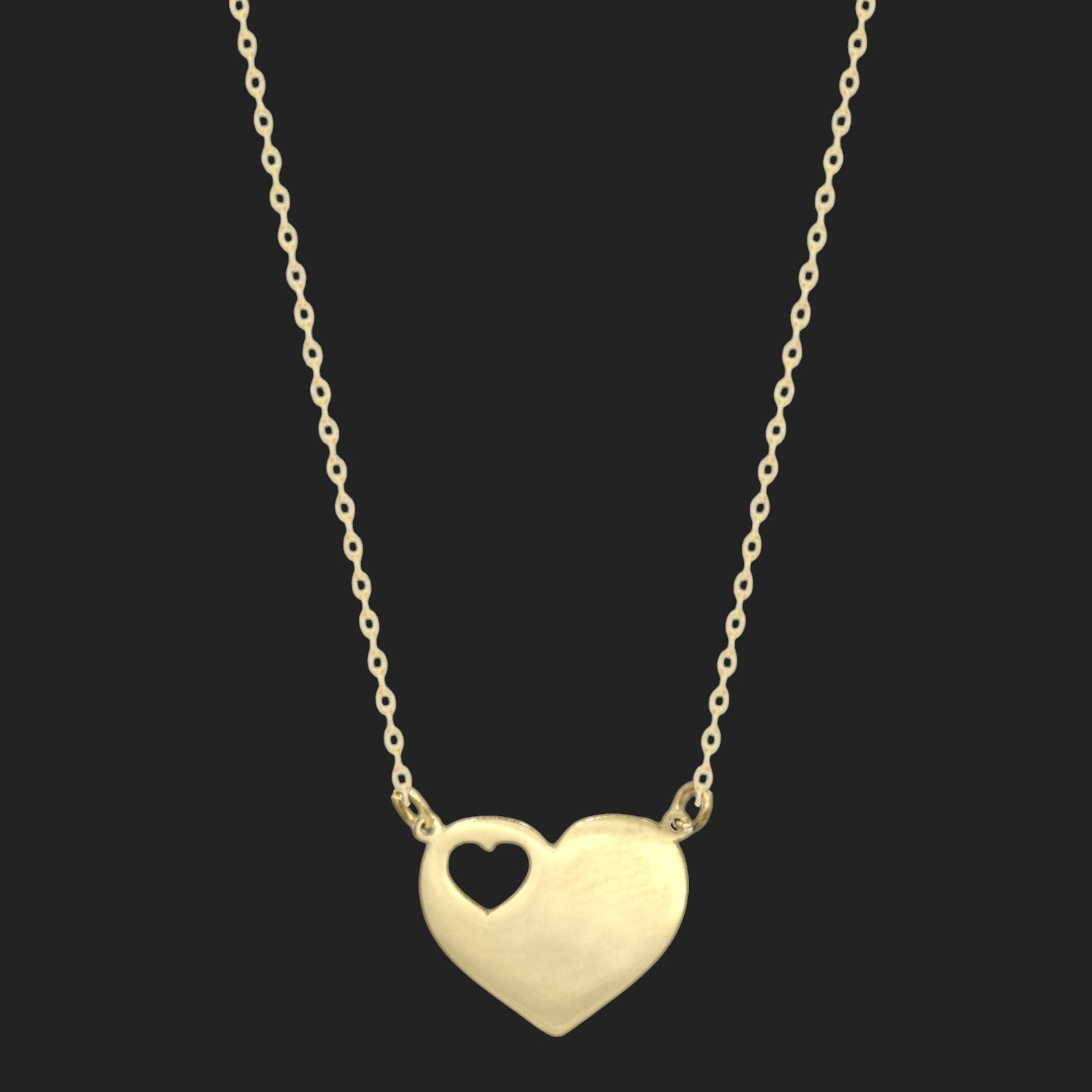 Gold Open Heart Necklace 18K