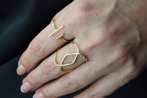 Gold Parallel Bar Ring 18K