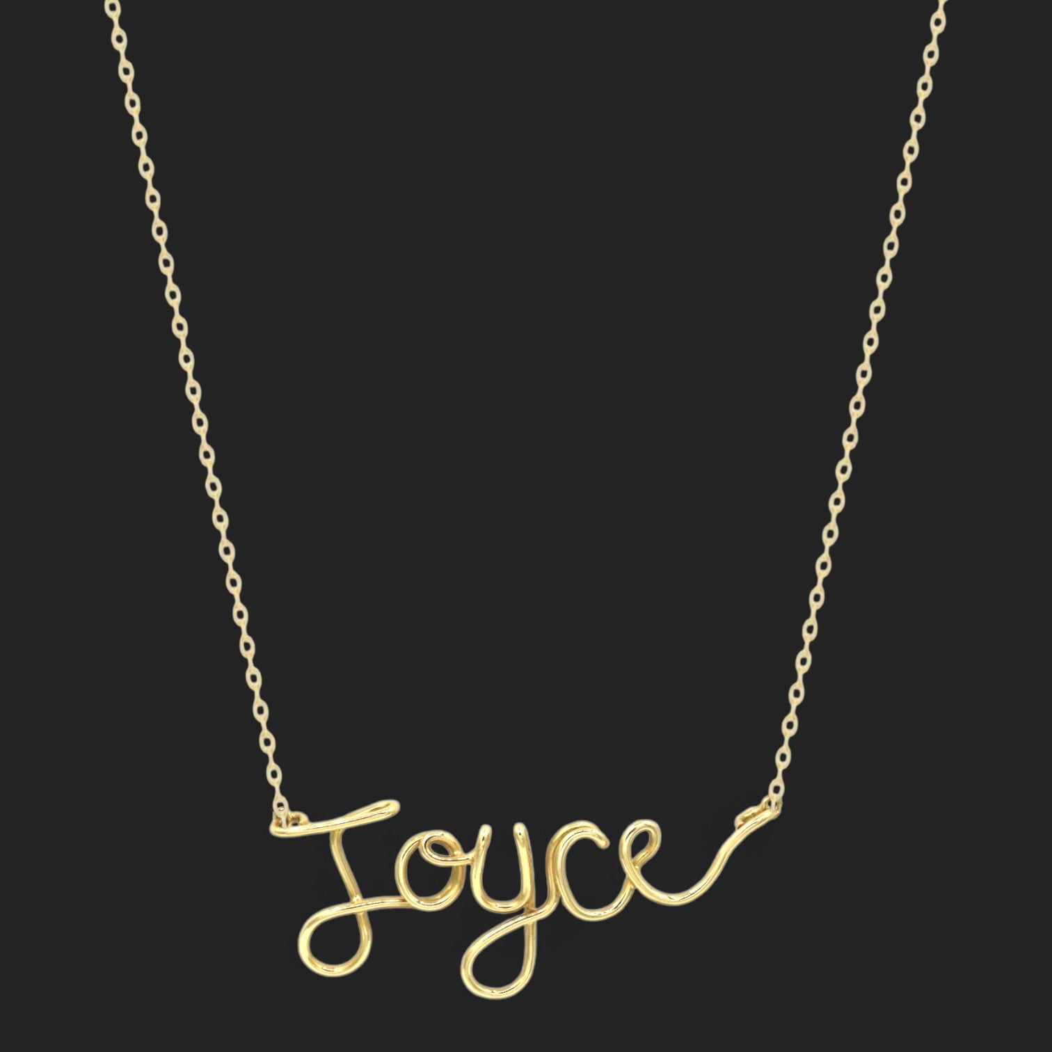 Gold Wire Cursive Name Necklace 18K