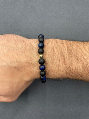 18K Gold Blue Beads Bracelet