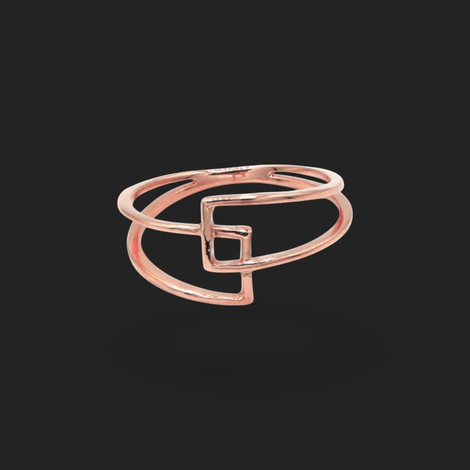 Gold Double Band Frame Ring 18K