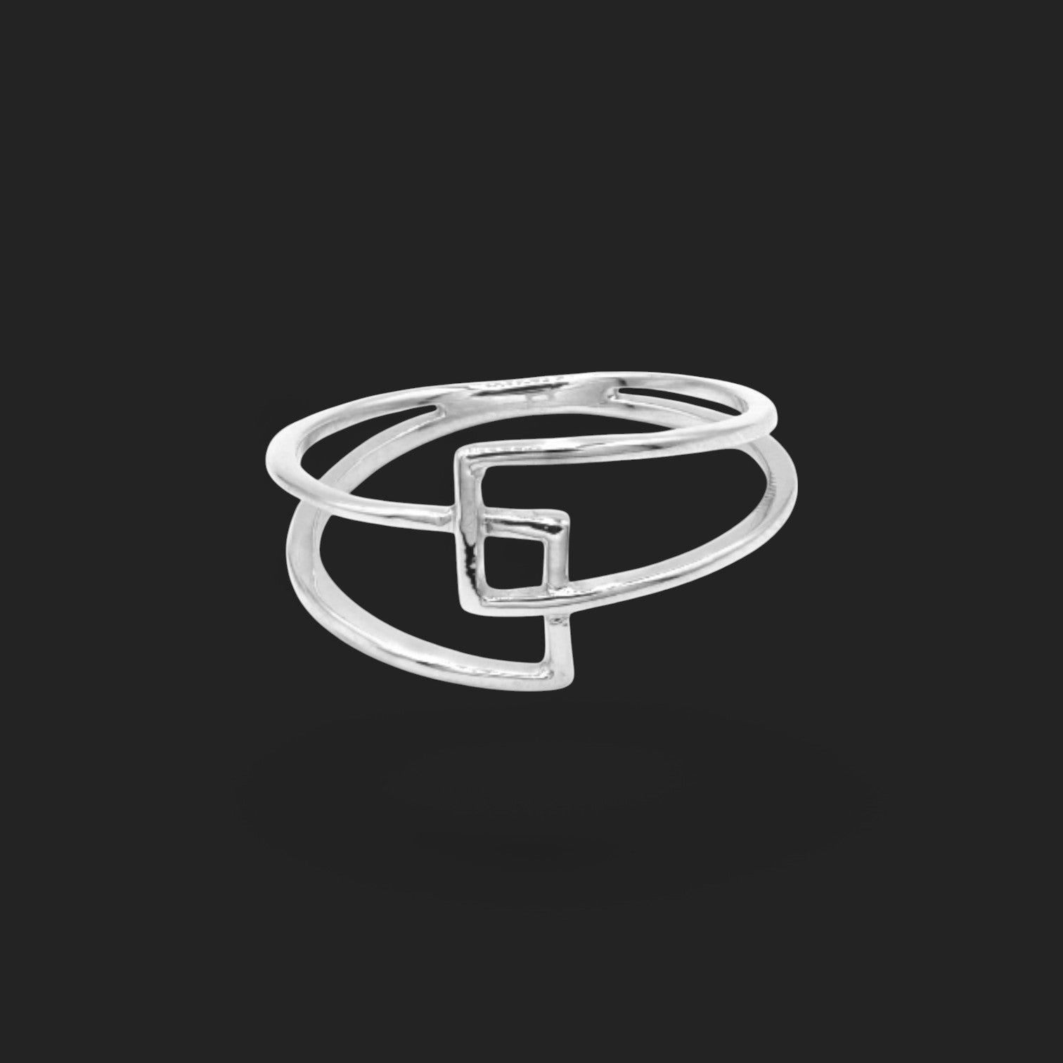 Gold Double Band Frame Ring 18K