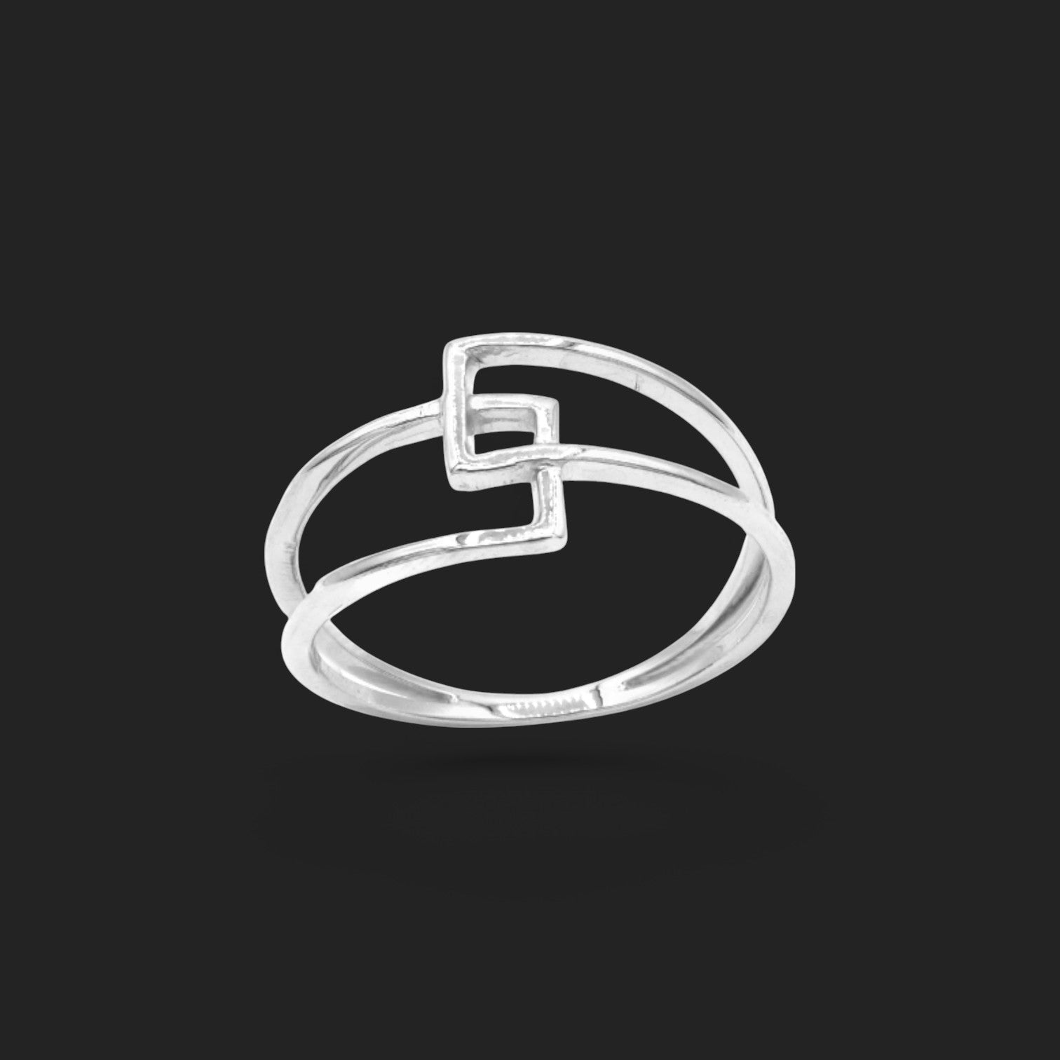 Gold Double Band Frame Ring 18K