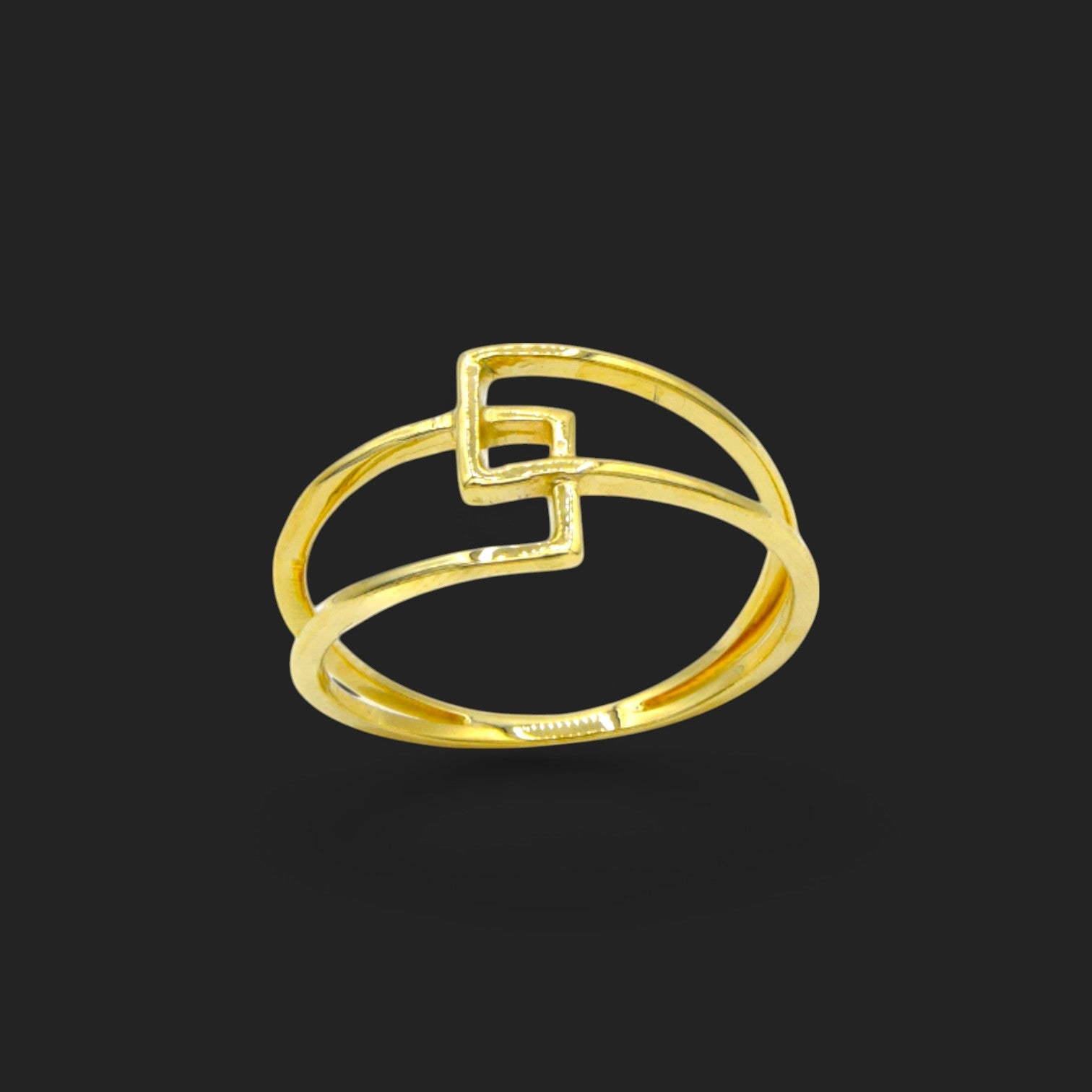 Gold Double Band Frame Ring 18K