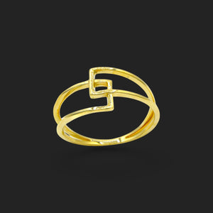 Gold Double Band Frame Ring 18K